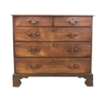C18th Mahogany Chest of 2 Short & 3 Long Graduated Drawers with swan neck handles, on bracket