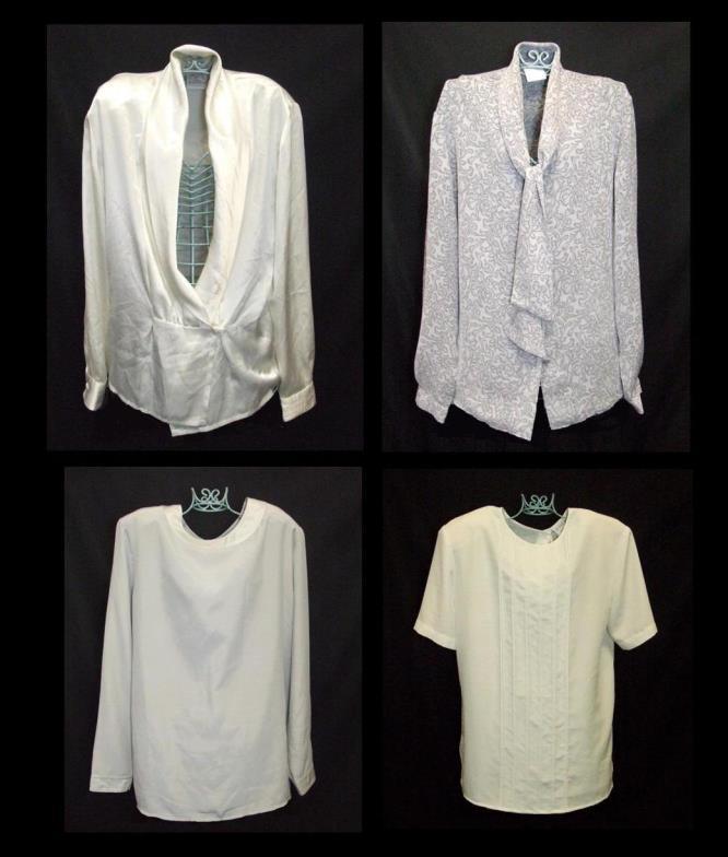 Ladies Alexon Cream Satin Blouse size 10, Richards Grey Satin Blouse size 12, Alexon Grey Tie Neck