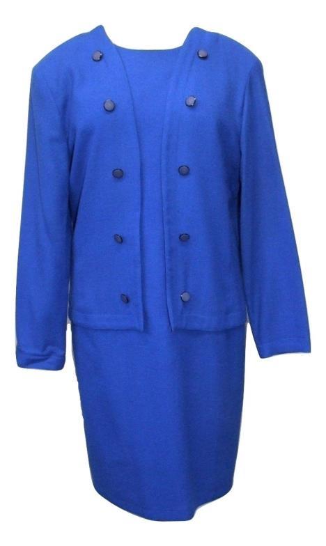 Ladies Vintage Edith Ludford Double Breasted Blue Wool Coat, Black Wool Single Button Coat, both - Image 4 of 7