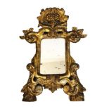 Small C18th Carved Gilt Wood Wall Mirror surmounted by grapes & vine, approx. 18 1/2" x 13 1/2"