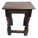 C17th Oak Rectangular Joint Stool on 4 turned supports CONDITION REPORT one stretcher missing