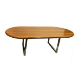 Danish Uldum Mobelfabrik Dining Table marked 7171 Uldum, on flat section chrome supports, rosewood