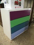 PLYWOOD FORMED PAINTED FOUR FULL WIDTH DRAWER CHEST