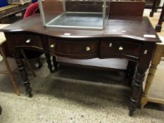 MAHOGANY SERPENTINE FRONTED SIDE TABLE WITH THREE DRAWERS