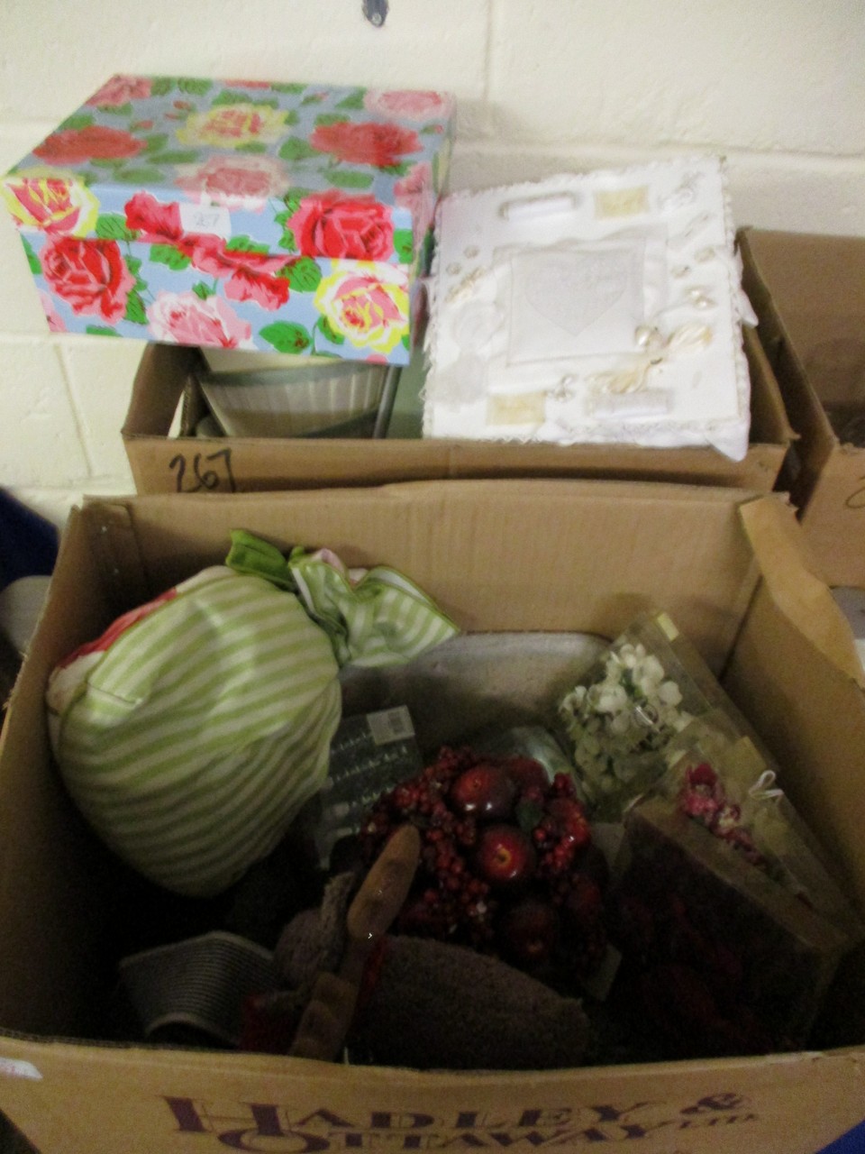 TWO BOXES OF MIXED SUNDRIES, ORNAMENTS ETC