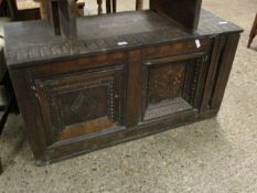 17TH/18TH CENTURY MADE FROM PERIOD TIMBERS TRUNK WITH TWO PANELLED FRONT (A/F)