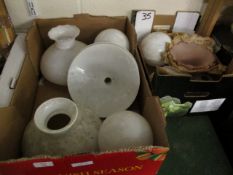 TWO BOXES OF MIXED VINTAGE OPAQUE LIGHT SHADES