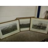 FOUR LARGE GILT FRAMED HORSE RACING PRINTS