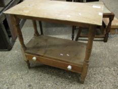 PINE FRAMED TWO-TIER SIDE TABLE WITH SINGLE DRAWER