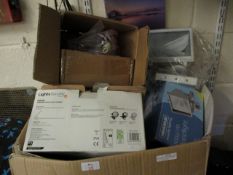 ASSORTED BOXES CONTAINING MIXED LIGHTING, SECURITY LIGHTS ETC