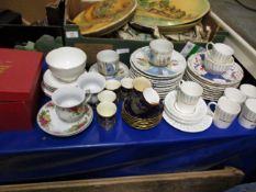 MIXED LOT OF REGENCY FINE ARTS CUP AND SAUCER, FURTHER MIXED COFFEE CANS WITH SILVER MOUNTS,