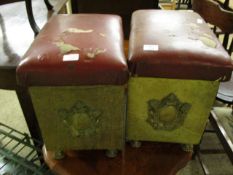 PAIR OF PRESSED BRASS AND REXINE MOUNTED FENDER BOXES