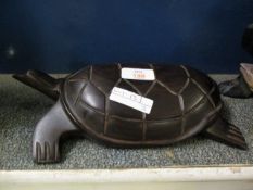 CHINESE HARDWOOD CARVED MODEL OF A TORTOISE