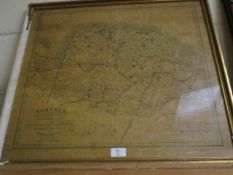 VINTAGE FRAMED MAP OF NORFOLK