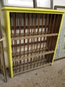 PINE FRAMED AND PAINTED WALL MOUNTED PLATE RACK