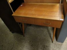 TEAK FRAMED SEWING MACHINE TABLE ON SPLAYED LEGS