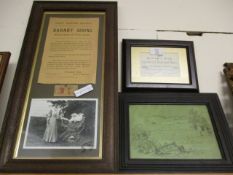 GREAT EASTERN RAILWAYS BARNABY SIDING PHOTOGRAPH AND TICKET TOGETHER WITH TWO FURTHER PLAQUES (3)