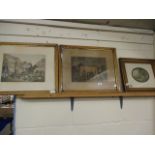 TWO FARMYARD COLOURED PRINTS, TOGETHER WITH A FURTHER GILT FRAMED PRINT (2)