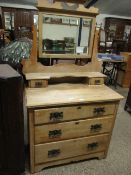 SATINWOOD DRESSING CHEST WITH MIRRORED BACK AND OPEN SHELF AND THREE FULL WIDTH DRAWERS TO BASE