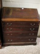 GEORGIAN MAHOGANY DROP FRONTED BUREAU WITH FOUR FULL WIDTH DRAWERS RAISED ON BRACKET FEET