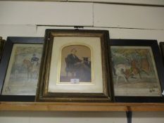 PAIR OF EBONISED FRAMED COLOURED PRINTS ENTITLED “THE SHARP REPLY” AND “THE IMPRUDENT CHALLENGE”