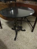 AESTHETIC STYLE EBONISED AND GILDED BASED CIRCULAR TOP TRIPOD TABLE