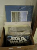 STAR WARS RECORD TOGETHER WITH ASSORTED UNFRAMED PRINTS, PICTURES ETC