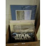 STAR WARS RECORD TOGETHER WITH ASSORTED UNFRAMED PRINTS, PICTURES ETC