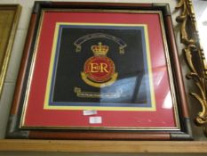 FRAMED EMBROIDERED PICTURE OF THE ROYAL MILITARY ACADEMY AT SANDHURST