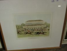 J POLLARD: RACE FOR THE GOLD CUP AT GOODWOOD, A REPRODUCTION/MUCH LATER RESTRIKE HAND COLOURED