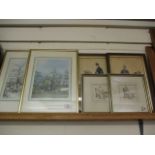 PAIR OF VICTORIAN PRINTS OF A MOTHER AND CHILD, PAIR OF OAK FRAMED PRINTS OF HORSES AND TWO