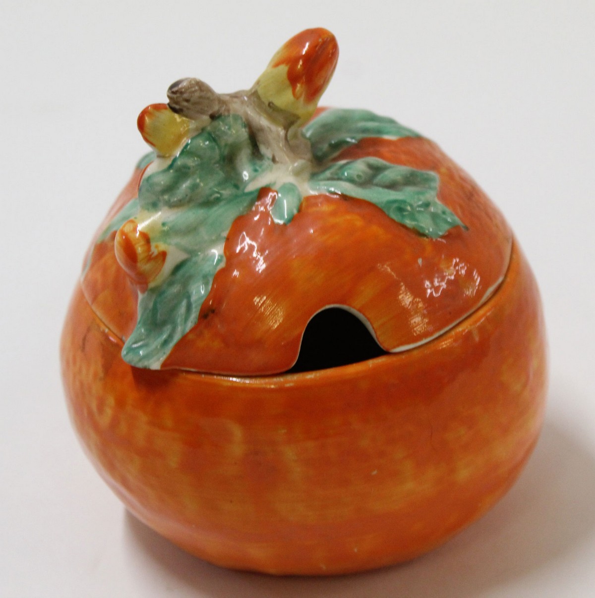 Clarice Cliff jam pot and cover^ naturalistically modelled as an orange with cover^ Clarice Cliff - Image 3 of 8