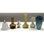 Group of 19th century/20th century coloured glass wares including a vase with silver decoration
