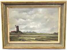 R E Drake (20th century)^ Norfolk landscape^ oil on board^ signed and dated 1958 verso^ 17 x 24cm