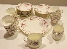 Minton ancestral china tea set and serving plate with 11 cups^ saucers^ and a milk jug^ plus 9