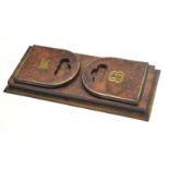 Set of early 20th century walnut adjustable bookends^ 40cm long