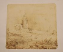 English School (19th century)^ Cromer lighthouse^ pen^ ink and wash^ 18 x 20cm^ unframed