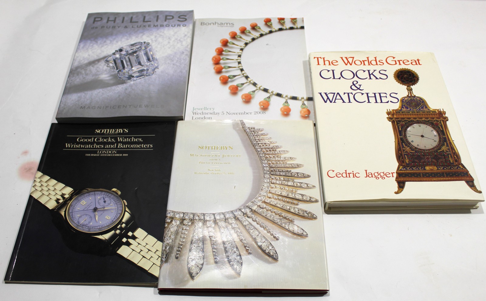 Collection of various antique reference books including clocks and watches etc