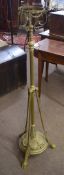 Victorian brass oil lamp stand^ 138cm high