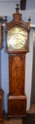 Mahogany longcase clock^ W Rust of Hull^ arched dial with circular Roman chapter ring^ secondary