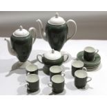 Wedgwood Art Deco style coffee set^ with green ground coffee cans and saucers^ together with a