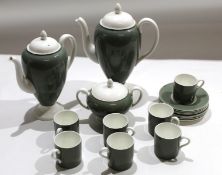 Wedgwood Art Deco style coffee set^ with green ground coffee cans and saucers^ together with a