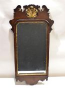 Mahogany Chippendale style wall mirror with parcel gilded crest^ 93cm high