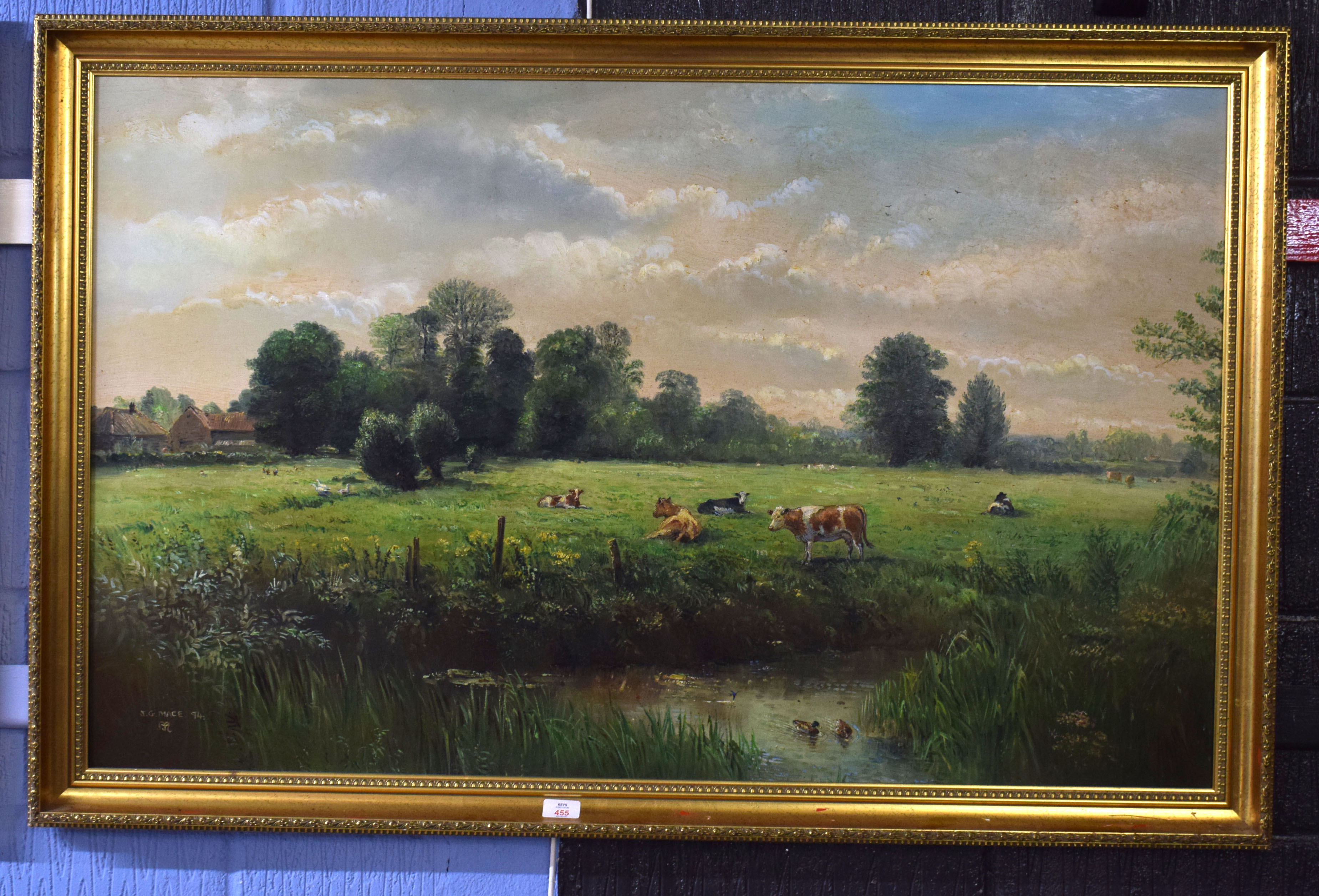 John G Mace (contemporary)^ Landscape with cattle^ oil on board^ signed and dated 94 lower left^