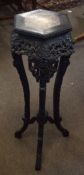 Anglo-Indian hardwood jardiniere stand of hexagonal form^ carved and pierced frieze raised on