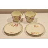 Two large late 19th century Continental cups and saucers with printed floral decoration and