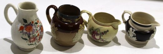 Group of English porcelain and pottery items including a small Turner or Ridgways type jug^ a