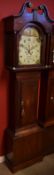 Composite oak cased 8-day longcase clock^ the arched hood with brass capped swan neck pediment