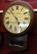 Mahogany drop dial wall clock^ the painted dial inscribed G L May^ West Runton