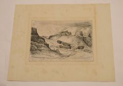 Robert Blake (1795-1886)^ Runton Gangway^ Norfolk^ pen and ink drawing^ signed and dated 1834